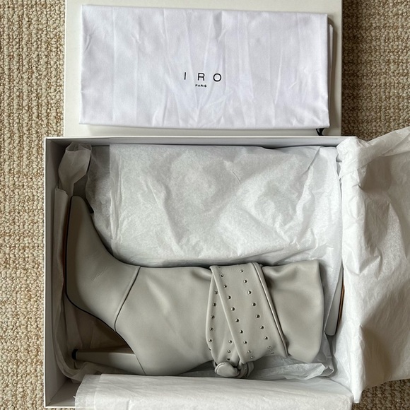 NIB IRO Paris Nori Ankle Studded Tie Boot in Pearl Grey Leather - FR 39 / US 8 - Picture 16 of 16
